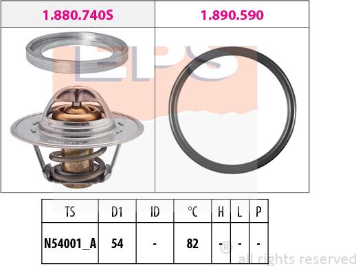 MDR EPS-1880 740 - Термостат, охладителна течност vvparts.bg