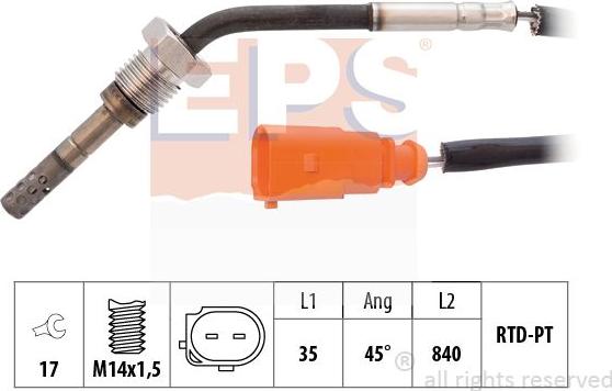 MDR EPS-1220 096 - Датчик, температура на изгорелите газове vvparts.bg