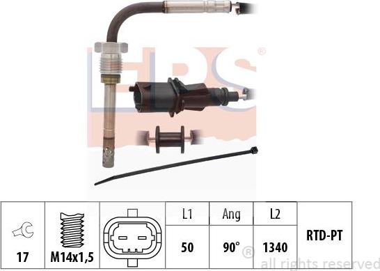 MDR EPS-1220 237 - Датчик, температура на изгорелите газове vvparts.bg