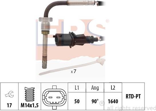 MDR EPS-1220 225 - Датчик, температура на изгорелите газове vvparts.bg