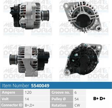 Meat & Doria 5540049 - Генератор vvparts.bg