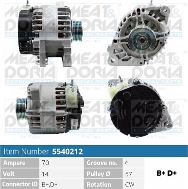 Meat & Doria 5540212 - Генератор vvparts.bg