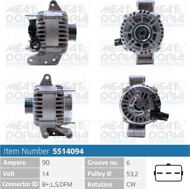 Meat & Doria 5514094 - Генератор vvparts.bg