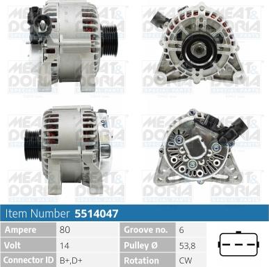 Meat & Doria 5514047 - Генератор vvparts.bg