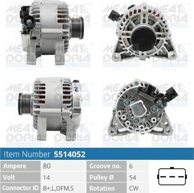 Meat & Doria 5514052 - Генератор vvparts.bg