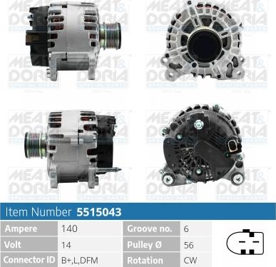 Meat & Doria 5515043 - Генератор vvparts.bg