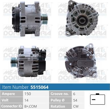 Meat & Doria 5515064 - Генератор vvparts.bg