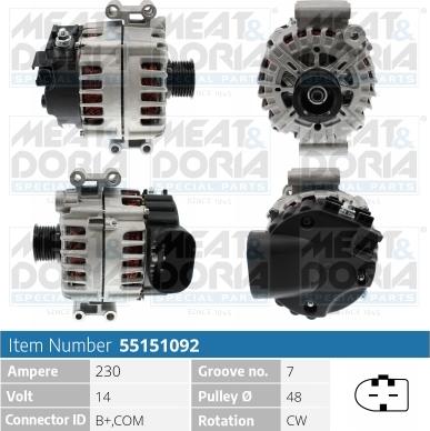 Meat & Doria 55151092 - Генератор vvparts.bg