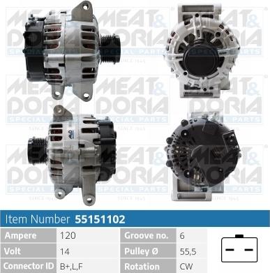 Meat & Doria 55151102 - Генератор vvparts.bg