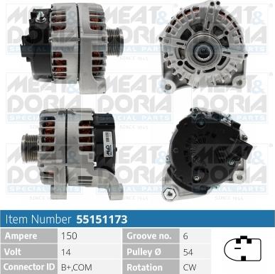 Meat & Doria 55151173 - Генератор vvparts.bg