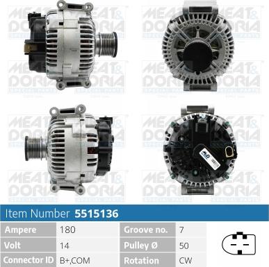 Meat & Doria 5515136 - Генератор vvparts.bg