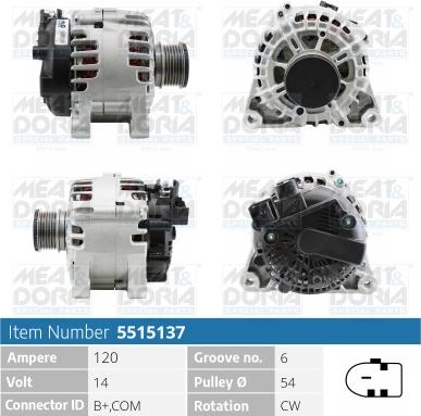 Meat & Doria 5515137 - Генератор vvparts.bg