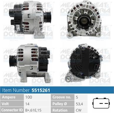 Meat & Doria 5515261 - Генератор vvparts.bg