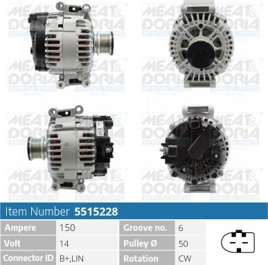 Meat & Doria 5515228 - Генератор vvparts.bg