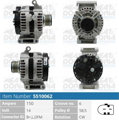 Meat & Doria 5510062 - Генератор vvparts.bg