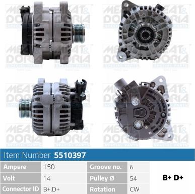 Meat & Doria 5510397 - Генератор vvparts.bg