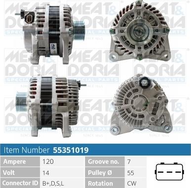 Meat & Doria 55351019 - Генератор vvparts.bg