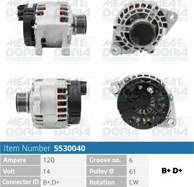 Meat & Doria 5530040 - Генератор vvparts.bg