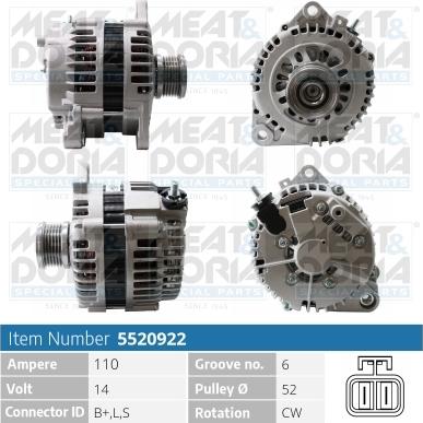 Meat & Doria 5520922 - Генератор vvparts.bg