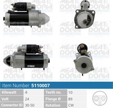 Meat & Doria 5110007 - Стартер vvparts.bg