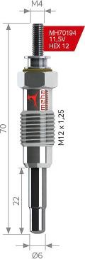 MEHA AUTOMOTIVE MH70194 - Подгревна свещ vvparts.bg