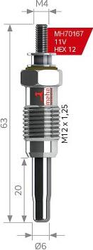 MEHA AUTOMOTIVE MH70167 - Подгревна свещ vvparts.bg