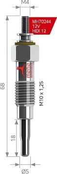 MEHA AUTOMOTIVE MH70244 - Подгревна свещ vvparts.bg