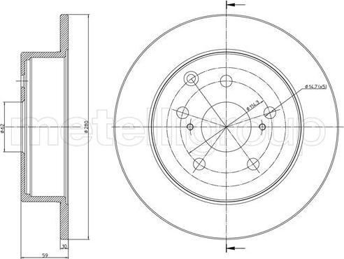 Metelli 23-0991C - Спирачен диск vvparts.bg