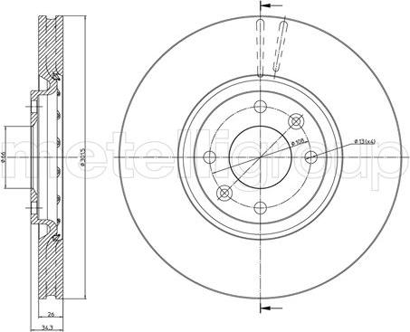 Metelli 23-0985C - Спирачен диск vvparts.bg