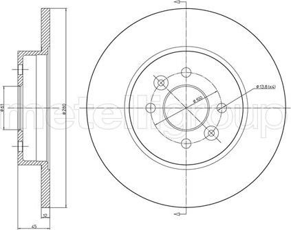 Metelli 23-0585C - Спирачен диск vvparts.bg