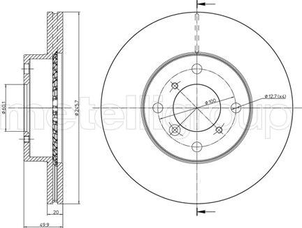 Metelli 23-0588C - Спирачен диск vvparts.bg