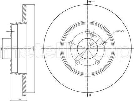 Metelli 23-0522C - Спирачен диск vvparts.bg