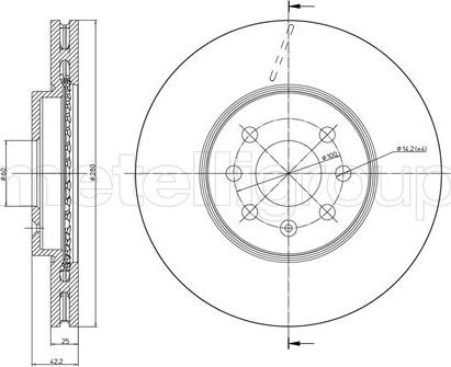 Metelli 23-0825C - Спирачен диск vvparts.bg