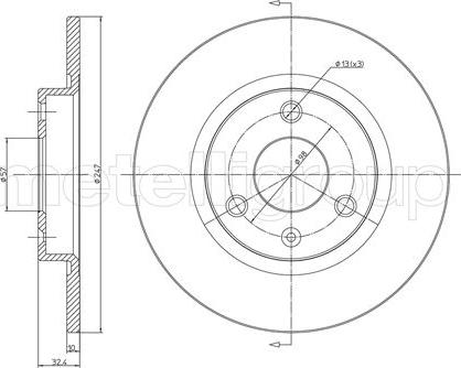 Metelli 23-0334 - Спирачен диск vvparts.bg