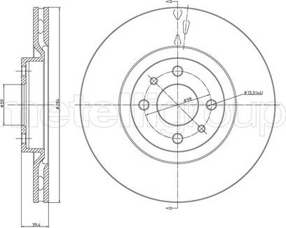 Metelli 23-0298C - Спирачен диск vvparts.bg