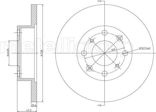 Metelli 23-0268 - Спирачен диск vvparts.bg