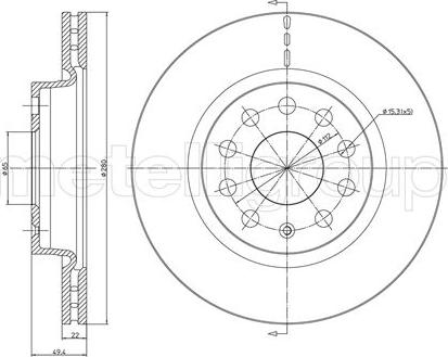 Metelli 23-0733C - Спирачен диск vvparts.bg