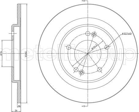 Metelli 23-1441C - Спирачен диск vvparts.bg