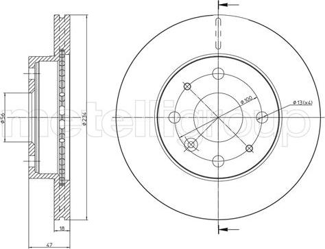 Metelli 23-1165 - Спирачен диск vvparts.bg