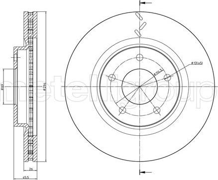 Metelli 23-1345C - Спирачен диск vvparts.bg