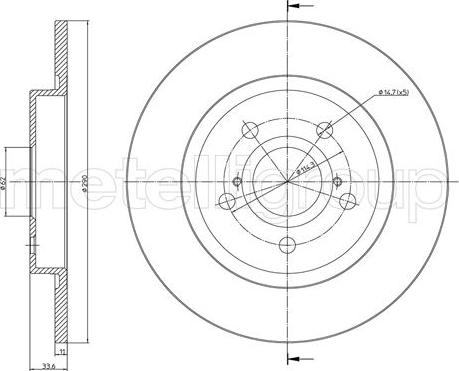 Metelli 23-1274C - Спирачен диск vvparts.bg