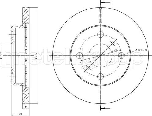 Metelli 23-1735 - Спирачен диск vvparts.bg