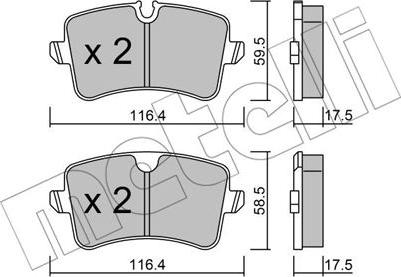 Metelli 22-0955-0 - Комплект спирачно феродо, дискови спирачки vvparts.bg