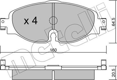 Metelli 22-0950-0 - Комплект спирачно феродо, дискови спирачки vvparts.bg