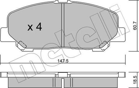 Metelli 22-0905-0 - Комплект спирачно феродо, дискови спирачки vvparts.bg