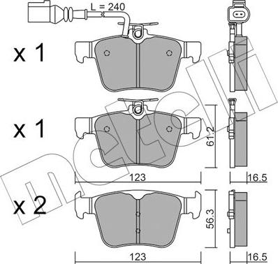 Metelli 22-0981-1 - Комплект спирачно феродо, дискови спирачки vvparts.bg