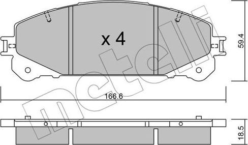 Metelli 22-0938-1 - Комплект спирачно феродо, дискови спирачки vvparts.bg