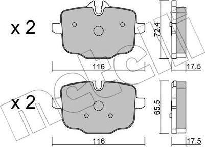 Metelli 22-0921-0 - Комплект спирачно феродо, дискови спирачки vvparts.bg