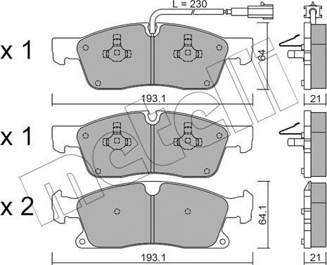 Metelli 22-0927-5 - Комплект спирачно феродо, дискови спирачки vvparts.bg