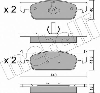 Metelli 22-0975-3 - Комплект спирачно феродо, дискови спирачки vvparts.bg